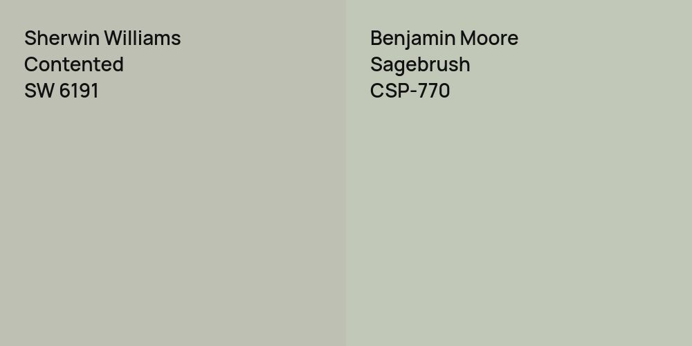 Sherwin Williams Contented vs. Benjamin Moore Sagebrush