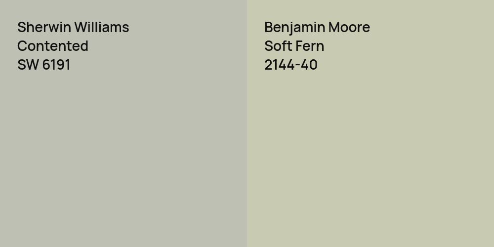 Sherwin Williams Contented vs. Benjamin Moore Soft Fern