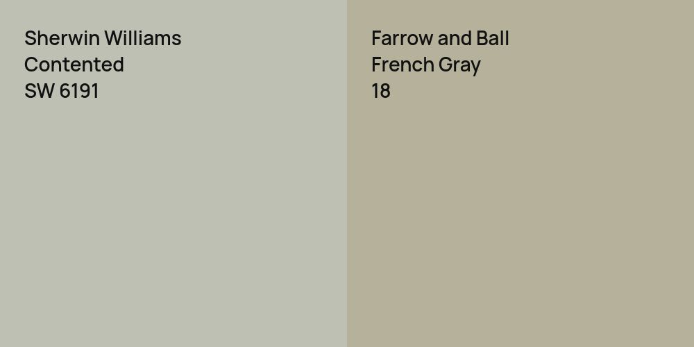 Sherwin Williams Contented vs. Farrow and Ball French Gray