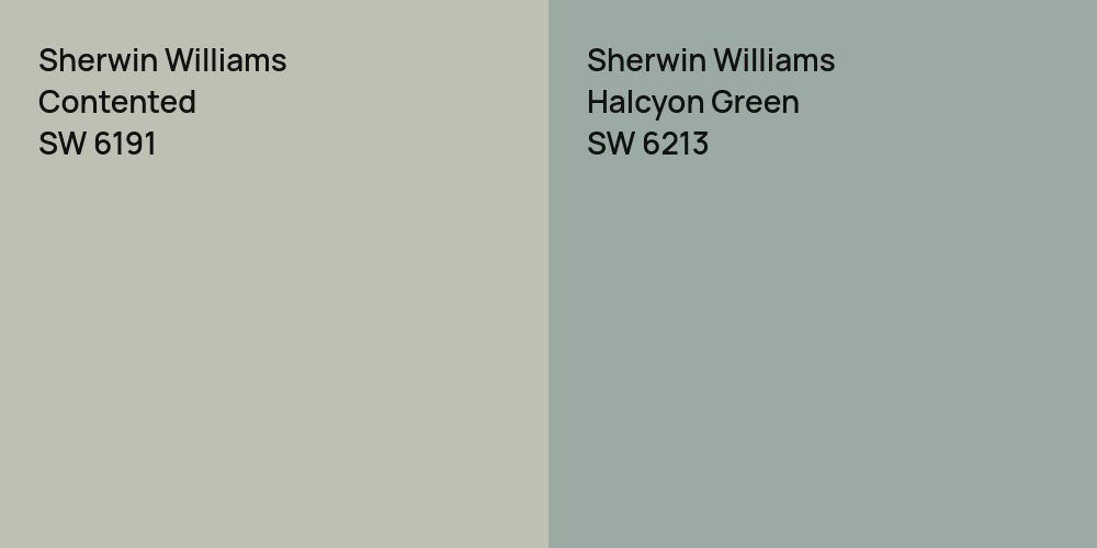 Sherwin Williams Contented vs. Sherwin Williams Halcyon Green