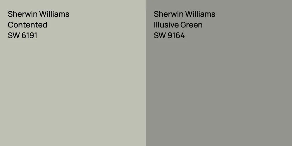 Sherwin Williams Contented vs. Sherwin Williams Illusive Green