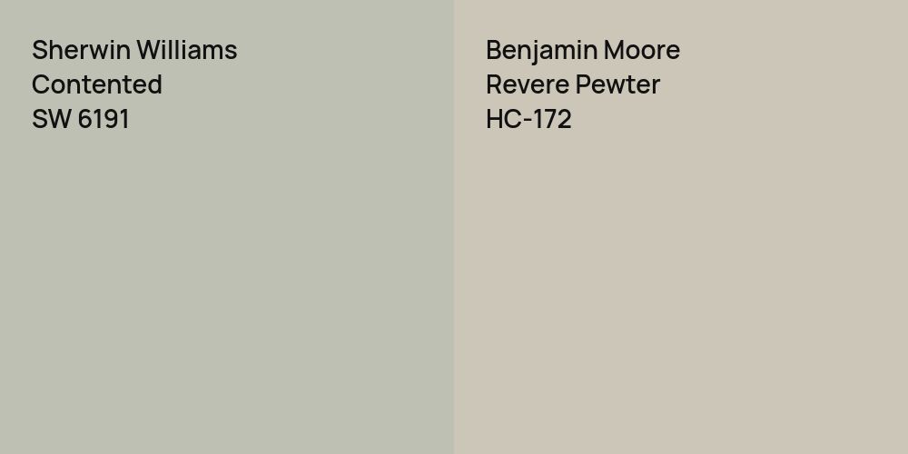 Sherwin Williams Contented vs. Benjamin Moore Revere Pewter