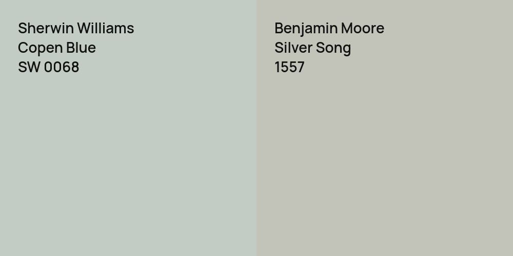 Sherwin Williams Copen Blue vs. Benjamin Moore Silver Song