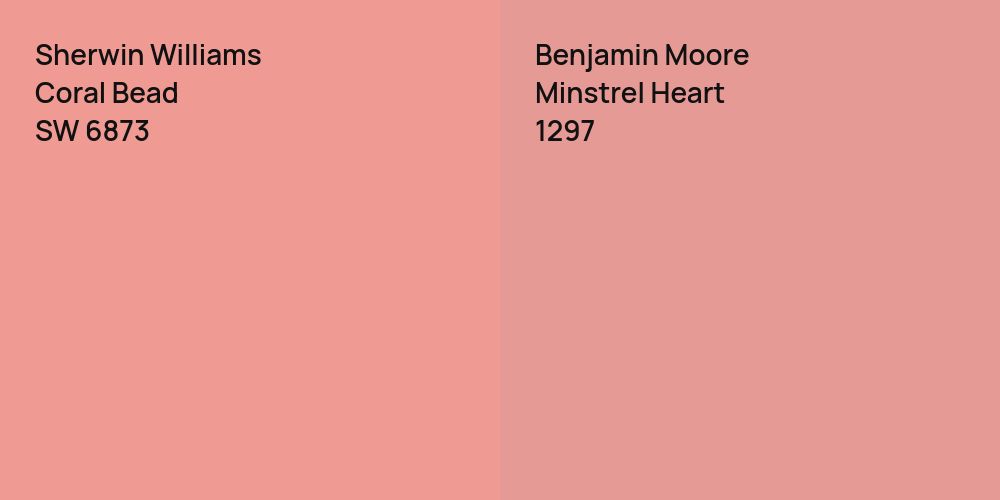 Sherwin Williams Coral Bead vs. Benjamin Moore Minstrel Heart