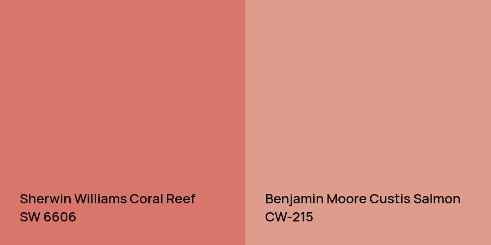 Sherwin Williams Coral Reef vs. Benjamin Moore Custis Salmon