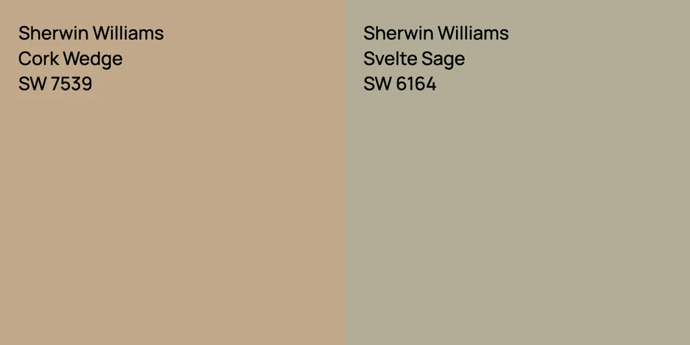 Sherwin Williams Cork Wedge vs. Sherwin Williams Svelte Sage