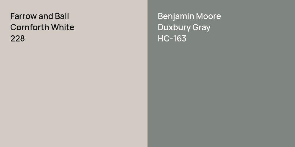 Farrow and Ball Cornforth White vs. Benjamin Moore Duxbury Gray