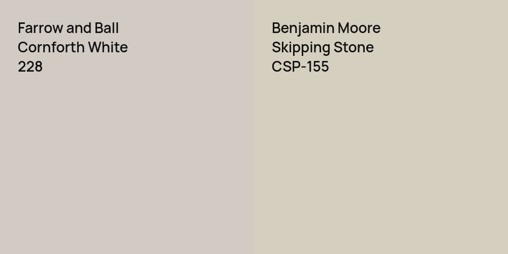 Farrow and Ball Cornforth White vs. Benjamin Moore Skipping Stone