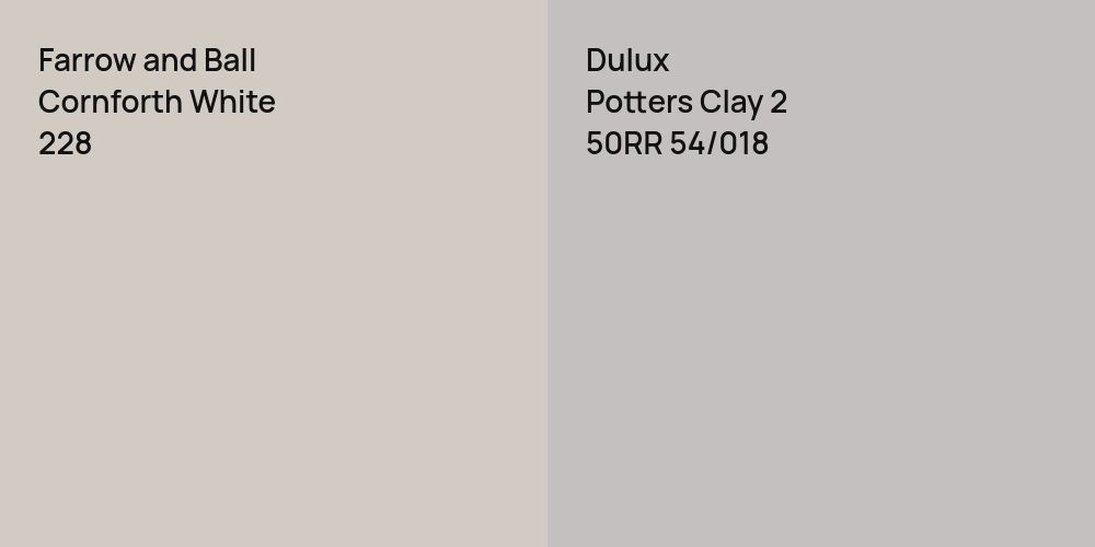 Farrow and Ball Cornforth White vs. Dulux Potters Clay 2