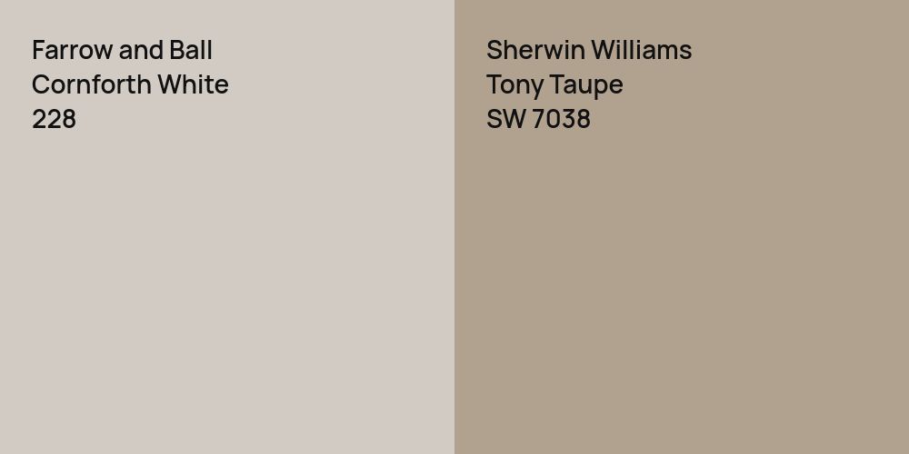 Farrow and Ball Cornforth White vs. Sherwin Williams Tony Taupe