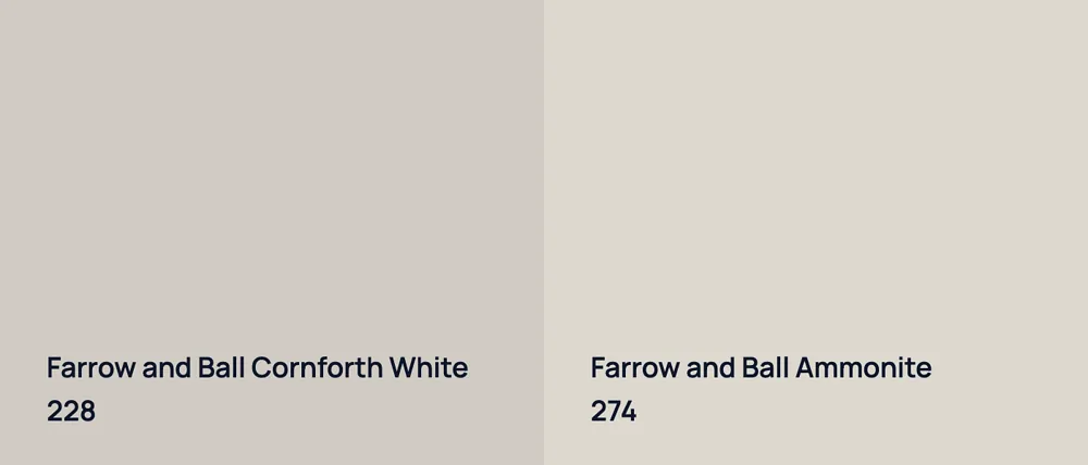 Farrow and Ball Cornforth White 228 vs Farrow and Ball Ammonite 274