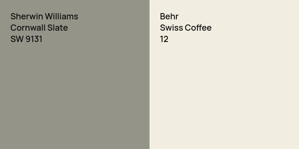 Sherwin Williams Cornwall Slate vs. Behr Swiss Coffee