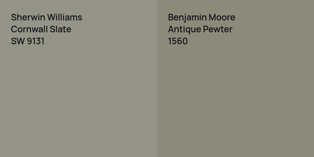 Sherwin Williams Cornwall Slate vs. Benjamin Moore Antique Pewter