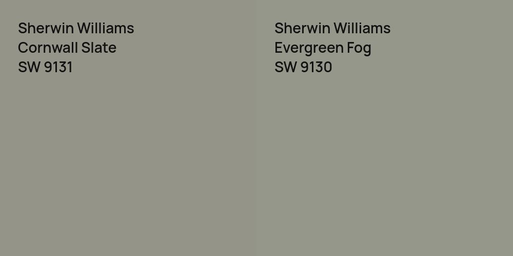 Sherwin Williams Cornwall Slate vs. Sherwin Williams Evergreen Fog