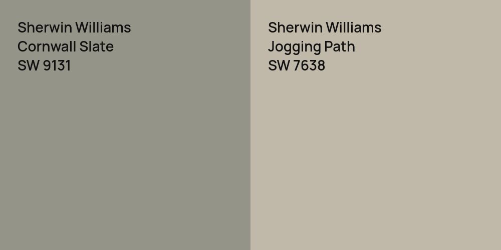 Sherwin Williams Cornwall Slate vs. Sherwin Williams Jogging Path