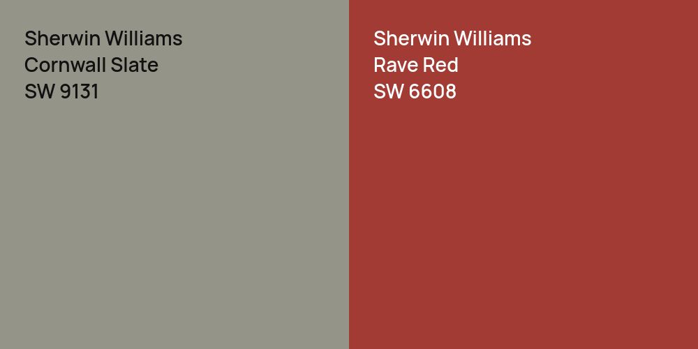 Sherwin Williams Cornwall Slate vs. Sherwin Williams Rave Red