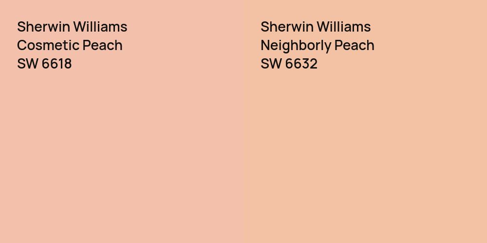 Sherwin Williams Cosmetic Peach vs. Sherwin Williams Neighborly Peach