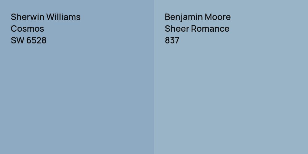 Sherwin Williams Cosmos vs. Benjamin Moore Sheer Romance