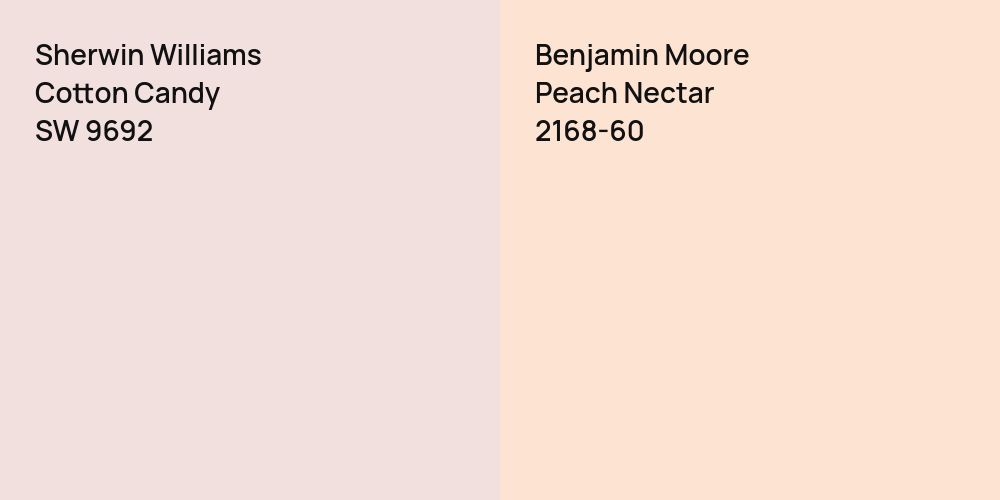 Sherwin Williams Cotton Candy vs. Benjamin Moore Peach Nectar