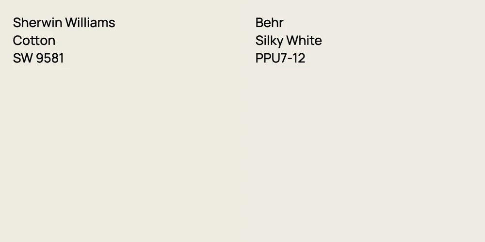 Sherwin Williams Cotton vs. Behr Silky White