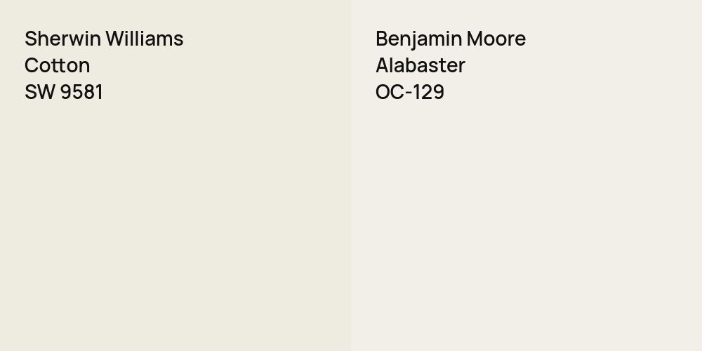 Sherwin Williams Cotton vs. Benjamin Moore Alabaster