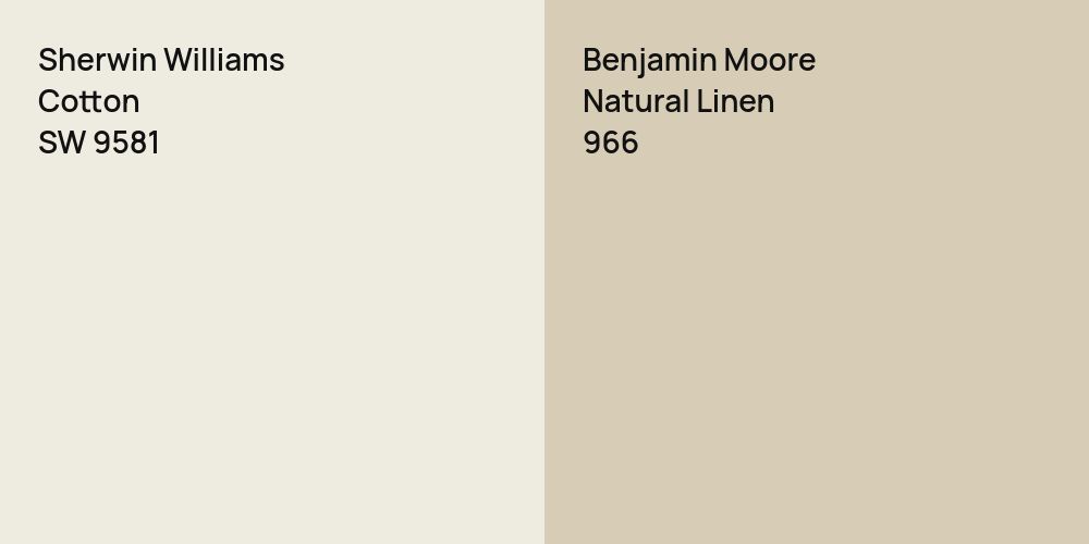 Sherwin Williams Cotton vs. Benjamin Moore Natural Linen