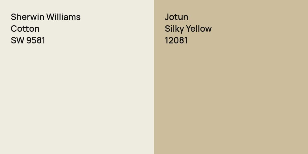 Sherwin Williams Cotton vs. Jotun Silky Yellow