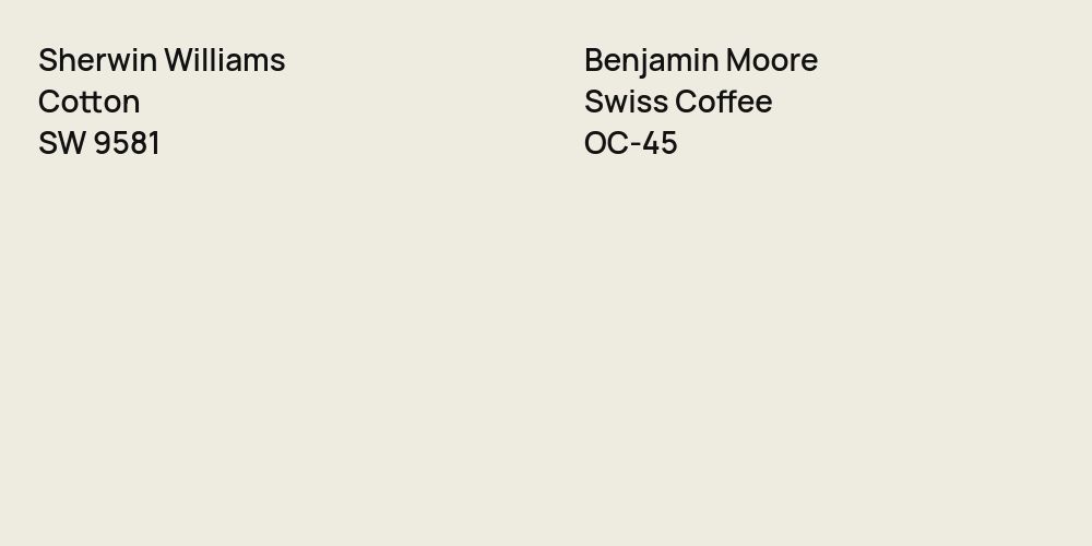 Sherwin Williams Cotton vs. Benjamin Moore Swiss Coffee