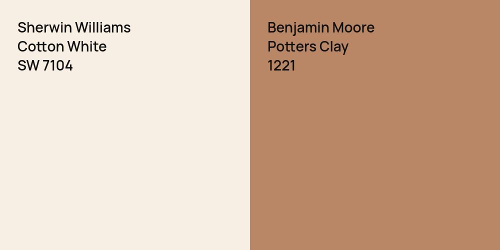 Sherwin Williams Cotton White vs. Benjamin Moore Potters Clay