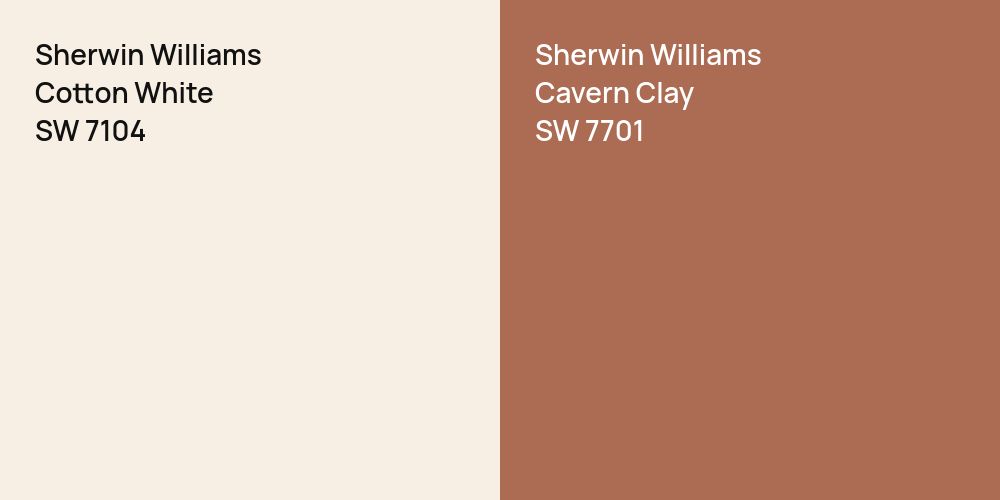 Sherwin Williams Cotton White vs. Sherwin Williams Cavern Clay