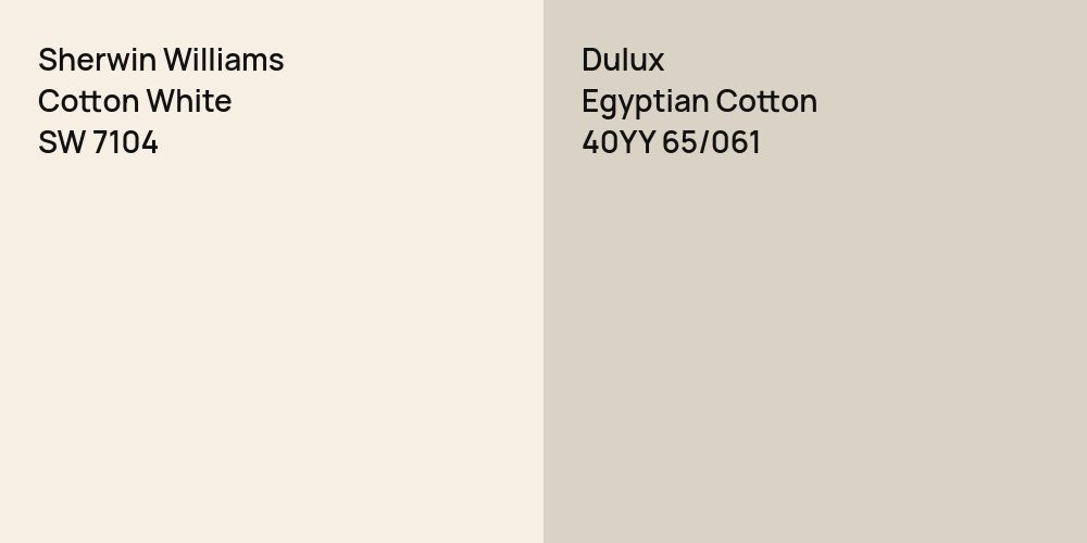 Sherwin Williams Cotton White vs. Dulux Egyptian Cotton