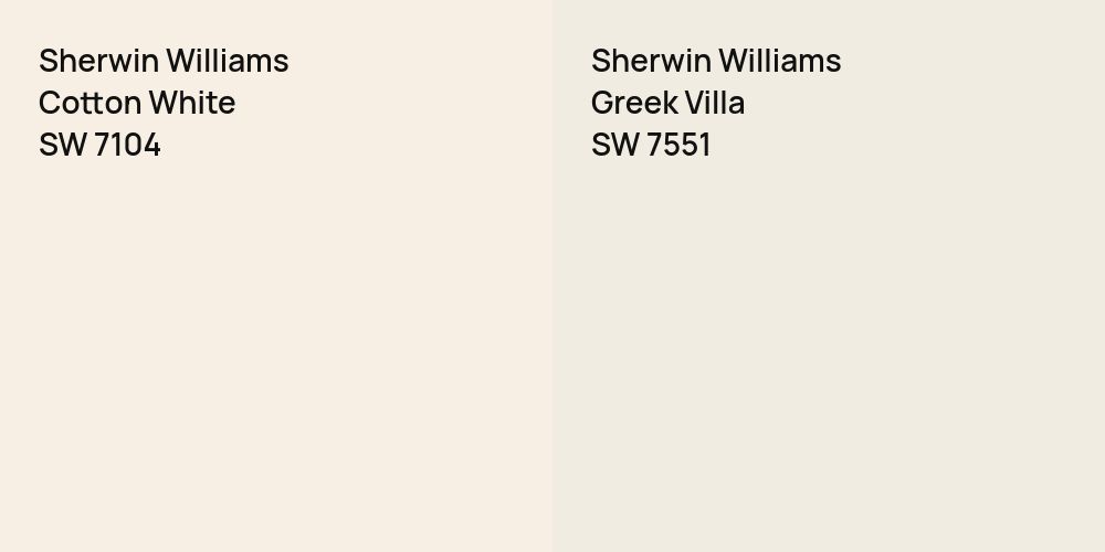 Sherwin Williams Cotton White vs. Sherwin Williams Greek Villa