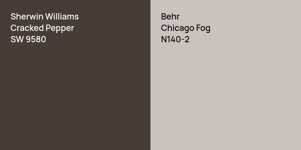 Sherwin Williams Cracked Pepper vs. Behr Chicago Fog