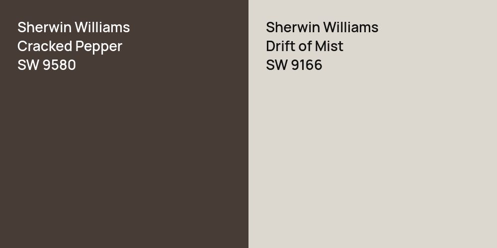 Sherwin Williams Cracked Pepper vs. Sherwin Williams Drift of Mist