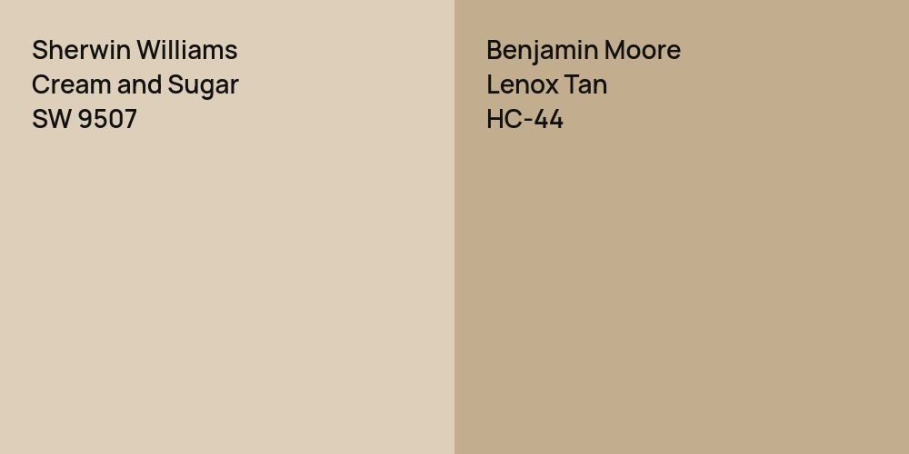 Sherwin Williams Cream and Sugar vs. Benjamin Moore Lenox Tan