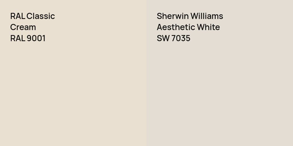 RAL Classic  Cream vs. Sherwin Williams Aesthetic White