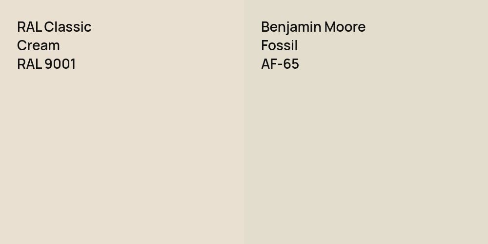 RAL Classic  Cream vs. Benjamin Moore Fossil