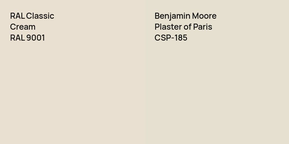 RAL Classic  Cream vs. Benjamin Moore Plaster of Paris