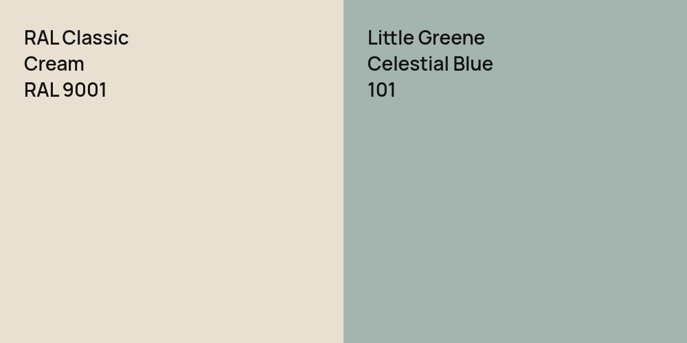 RAL Classic  Cream vs. Little Greene Celestial Blue