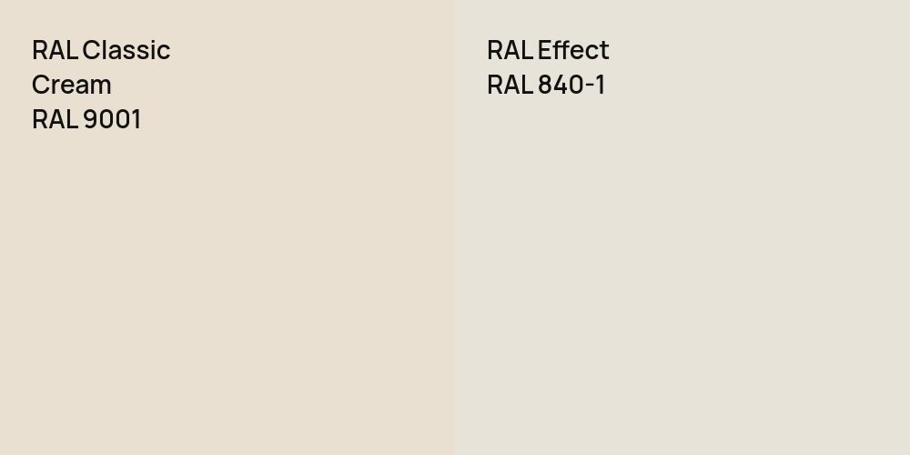 RAL Classic  Cream vs. RAL Effect RAL 840-1