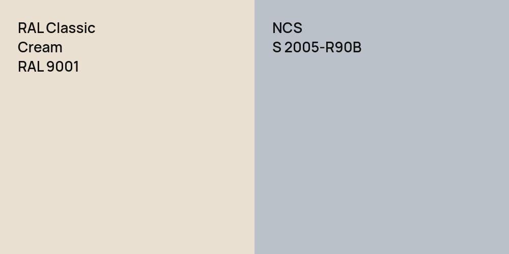 RAL Classic  Cream vs. NCS S 2005-R90B