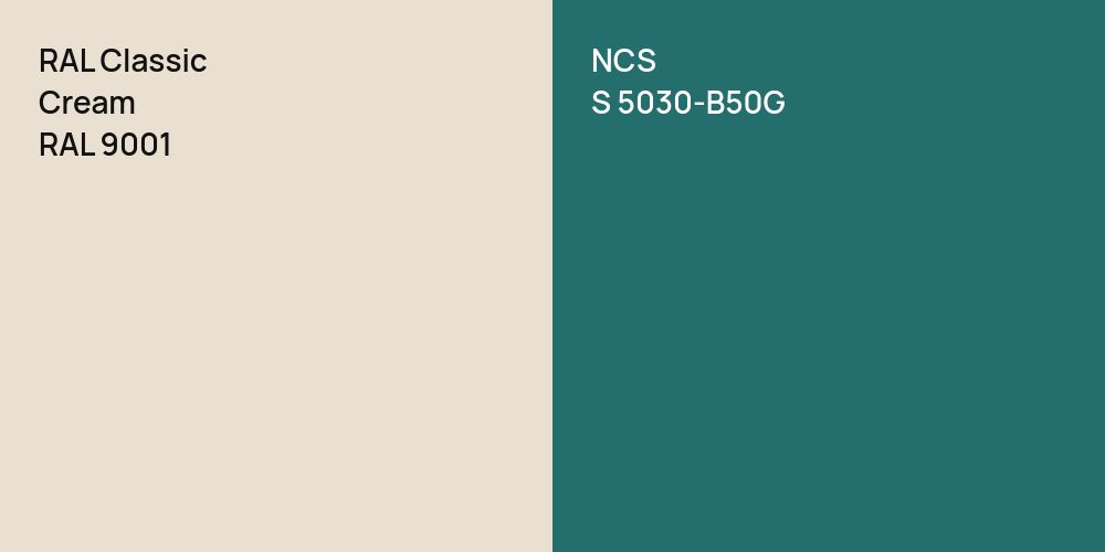 RAL Classic  Cream vs. NCS S 5030-B50G