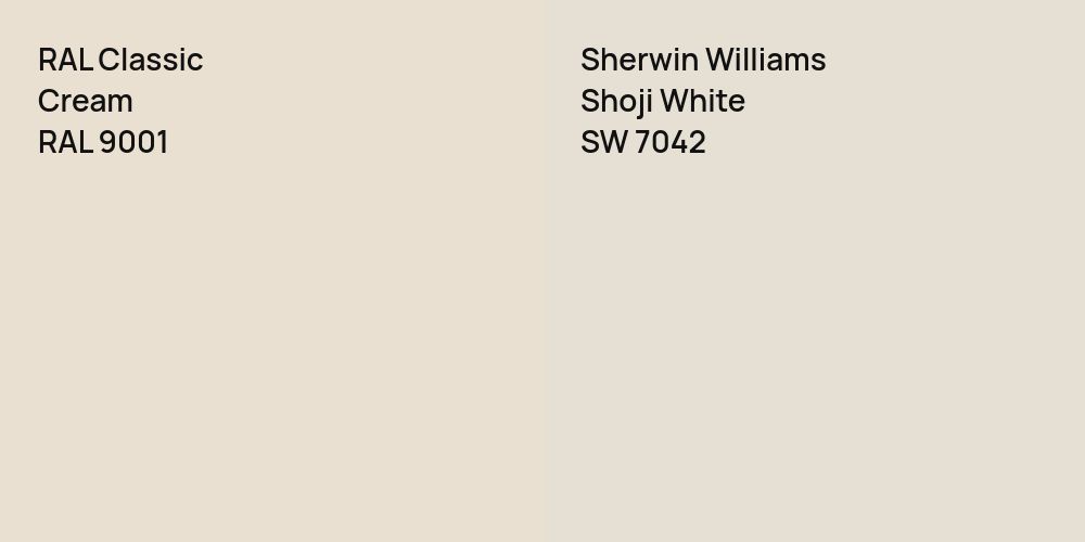 RAL Classic  Cream vs. Sherwin Williams Shoji White