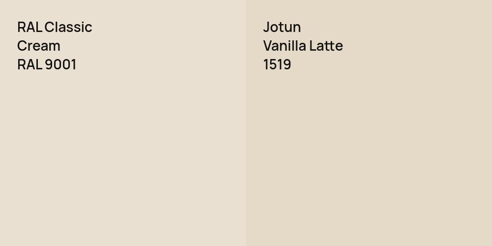 RAL Classic  Cream vs. Jotun Vanilla Latte