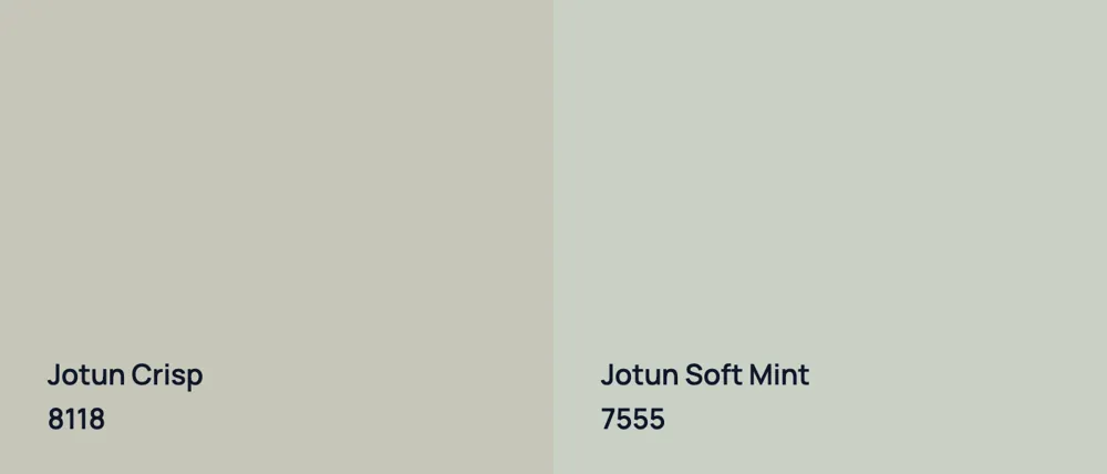 Jotun Crisp 8118 vs Jotun Soft Mint 7555