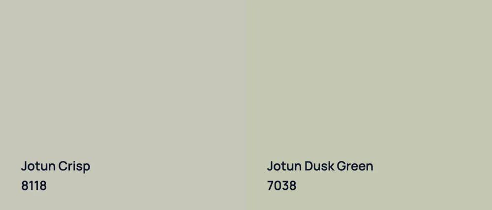 Jotun Crisp 8118 vs Jotun Dusk Green 7038