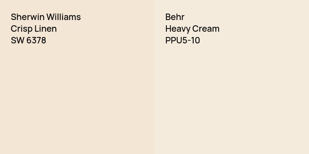 Sherwin Williams Crisp Linen vs. Behr Heavy Cream