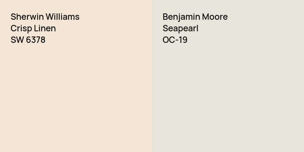 Sherwin Williams Crisp Linen vs. Benjamin Moore Seapearl