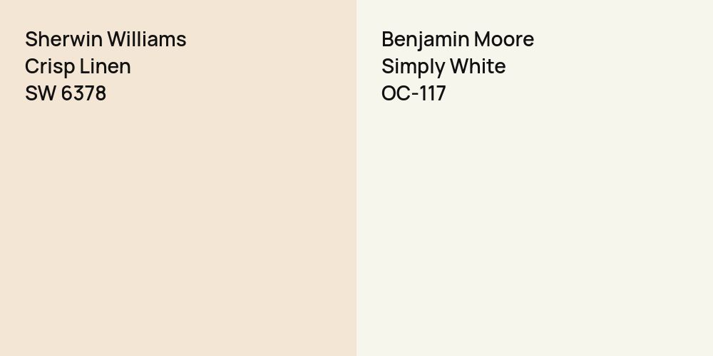 Sherwin Williams Crisp Linen vs. Benjamin Moore Simply White