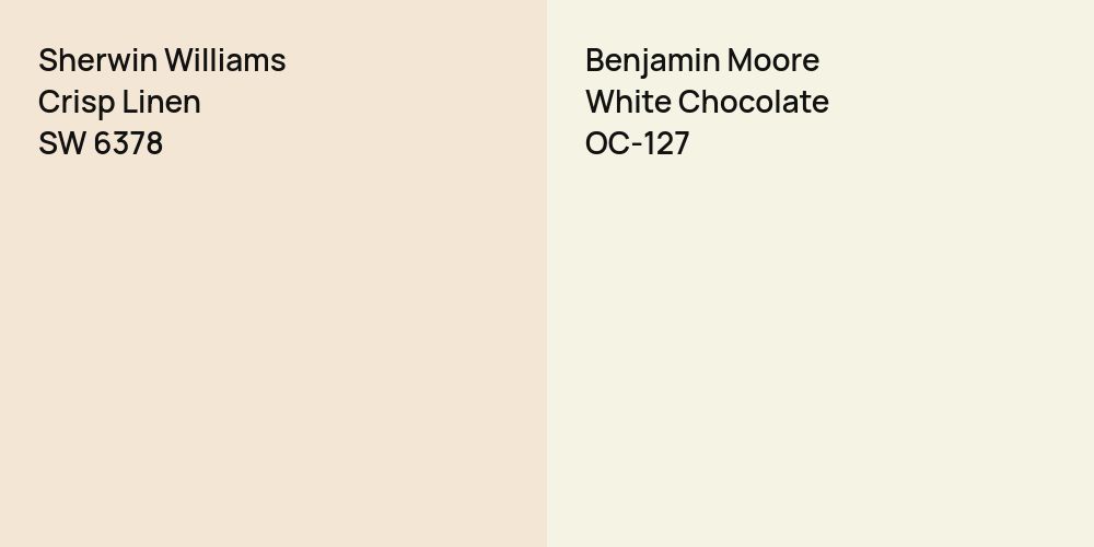 Sherwin Williams Crisp Linen vs. Benjamin Moore White Chocolate